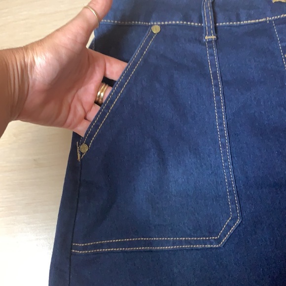 Boom Boom Jeans Dark Denim Button Fly Skirt - Picture 6 of 17